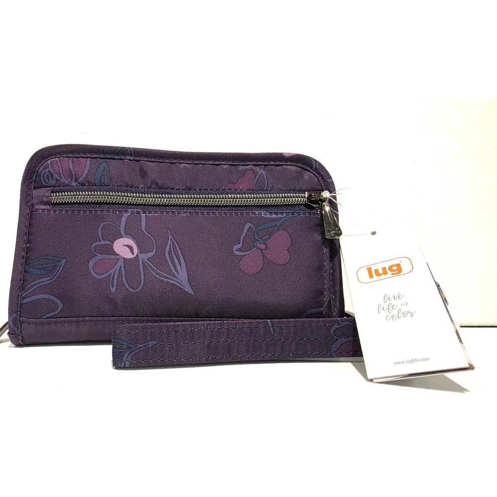 Lug Women's Wristlet Tandem Zip Folding Wallet Credit Card Purple RFID